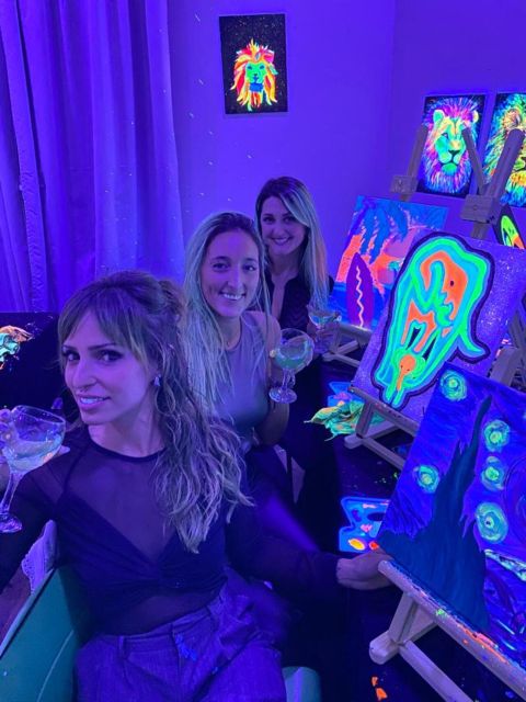 Barcelona: Fluorescent Paint and Wine Workshop - Wine, Conversation, and the Instructor’s Role (Aurora, Ines, Bea, Nico)