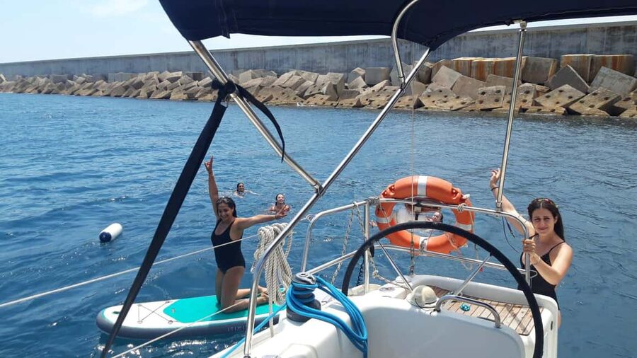 Barcelona: Shared cruise on a catamaran Drink+Local Tapa - Back Toward the Olympic Port: More Skyline, Less Rush