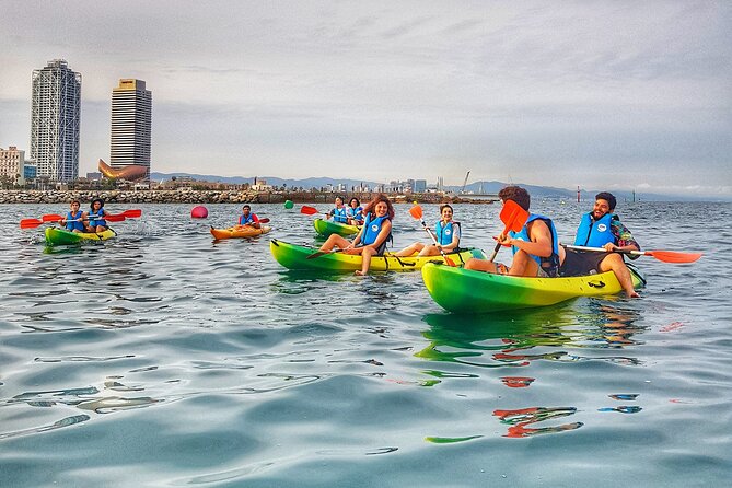 Barcelona Skyline Kayaking Coupled with Delicious Tapas - From the beachfront to the 1992 Olympic Port views