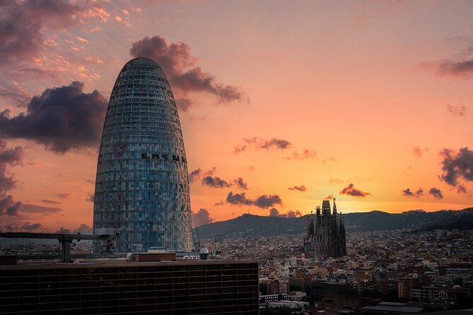 Entrance to the Mirador Torre Glories Barcelona - Stop 1: The urban ecosystems exhibition and the big real-time screens