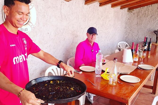 Paella Class, Winery & Bike Ride - Free Hotel Pickup from Sitges - Lunch paella plus one glass: how the pairing fits the day